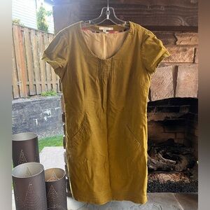 Mustard Yellow Short Sleeve Corduroy Dress Size 12